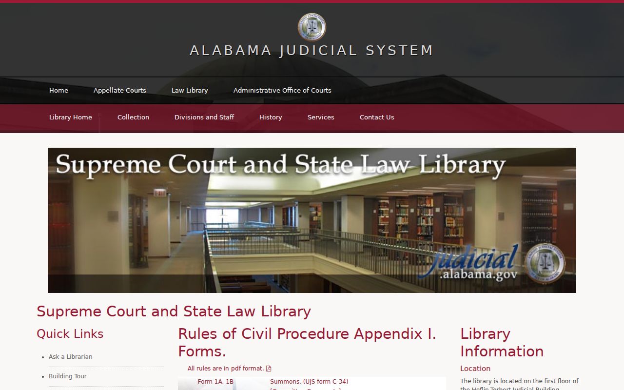Alabama court dockets civil procedure forms