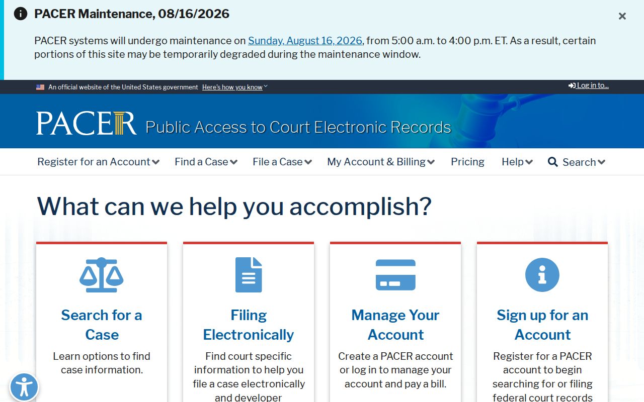 Alabama federal court dockets PACER access