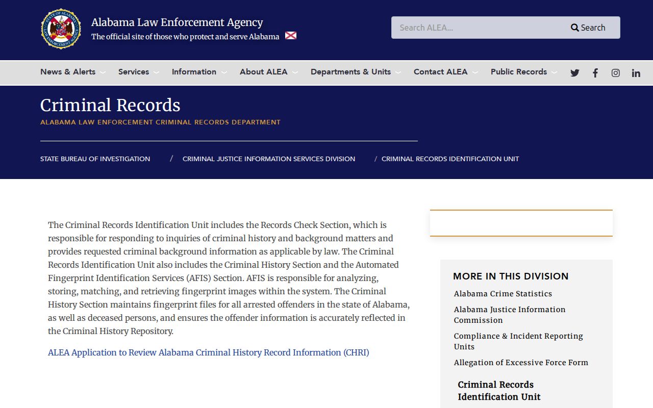 Alabama criminal court records ALEA repository