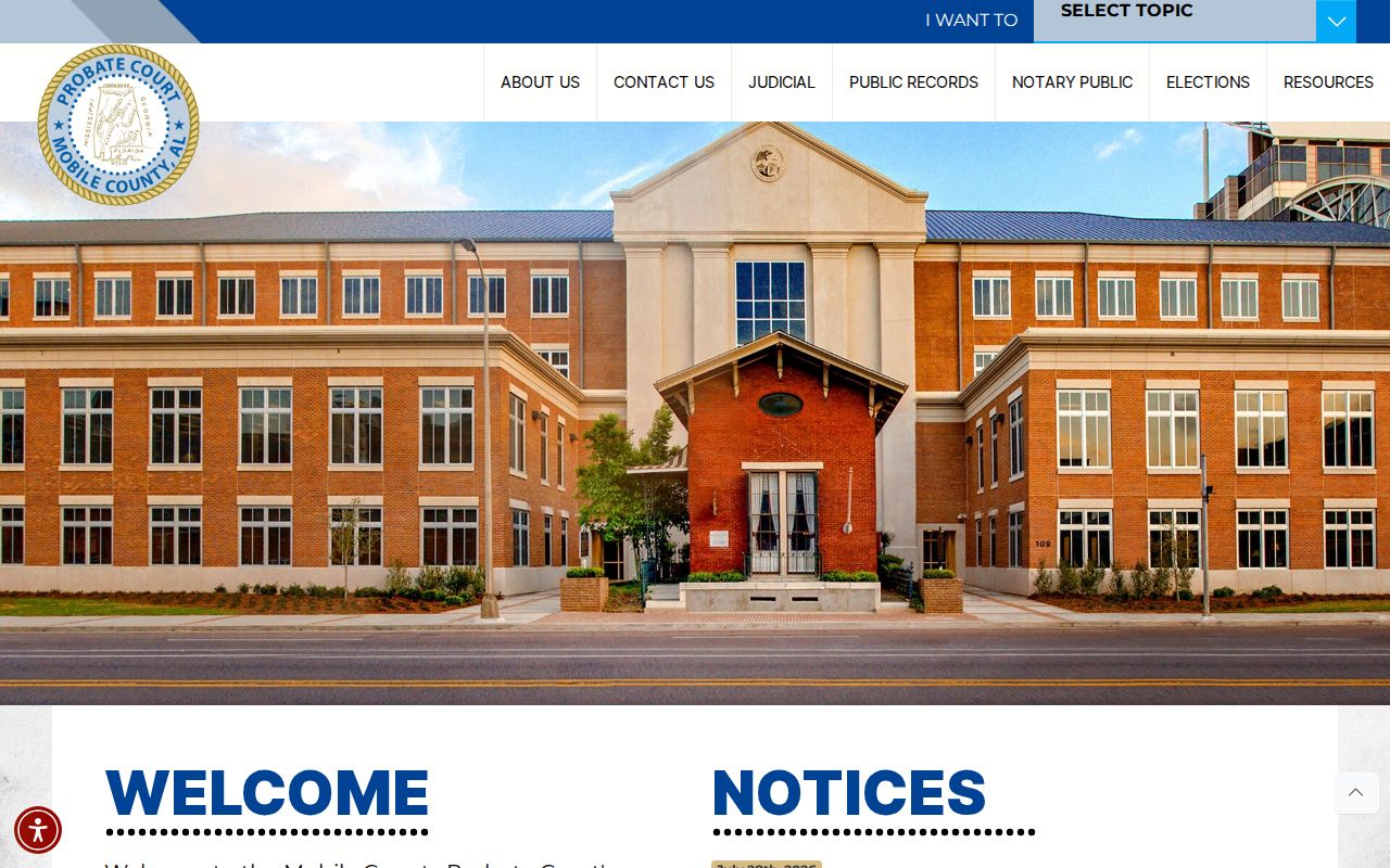 County Probate Court example for Alabama probate records