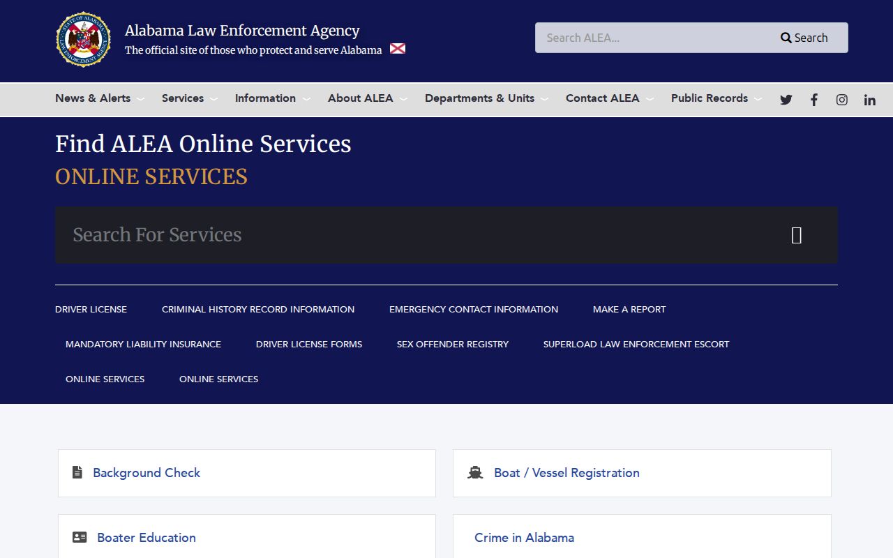 Alabama statewide court related records and ALEA online services